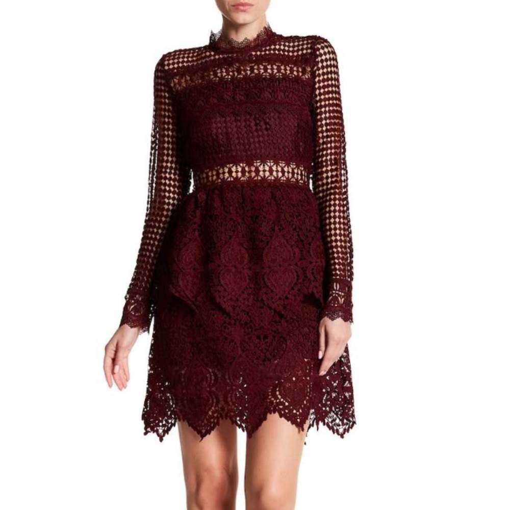 NWT Mock Neck Long Sleeve Crochet Knit Dress